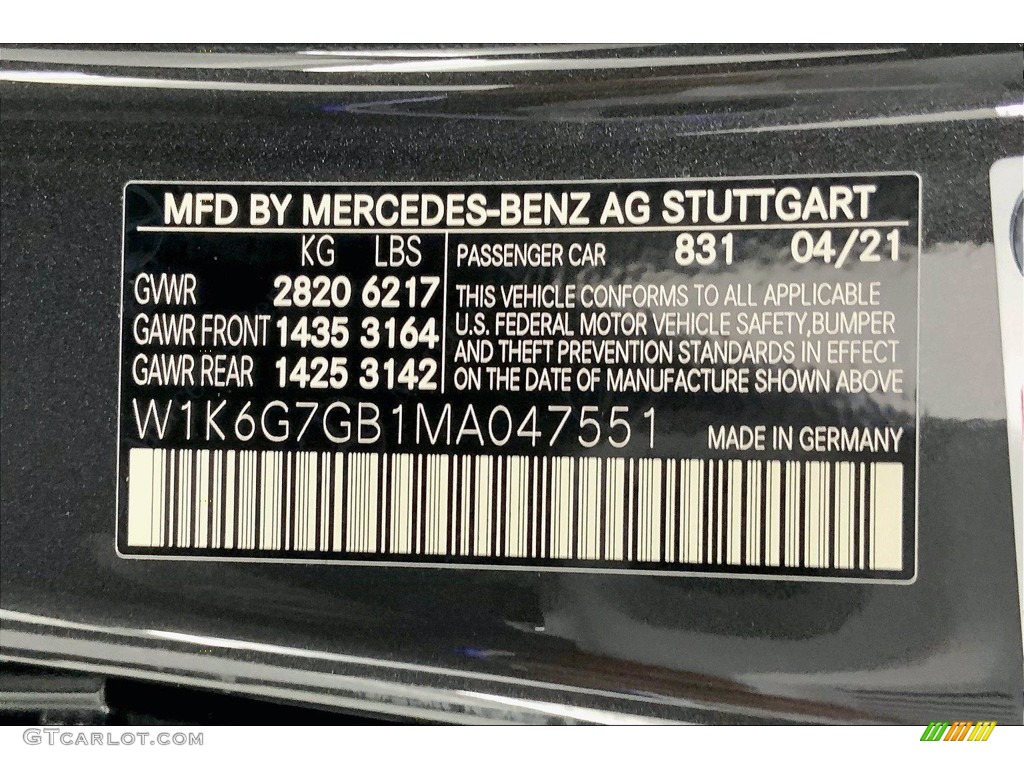 2021 Mercedes-Benz S 580 4Matic Sedan Color Code Photos