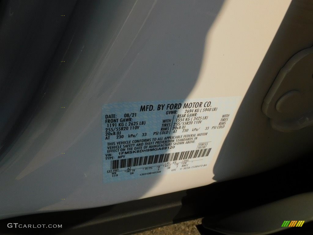 2021 Explorer XLT 4WD - Star White Metallic Tri-Coat / Sandstone photo #20