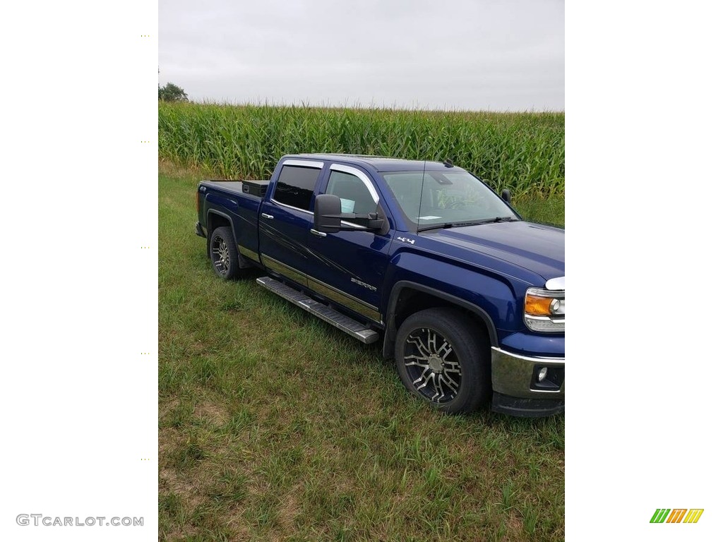 2014 Sierra 1500 SLT Crew Cab 4x4 - Cobalt Blue Metallic / Cocoa/Dune photo #2