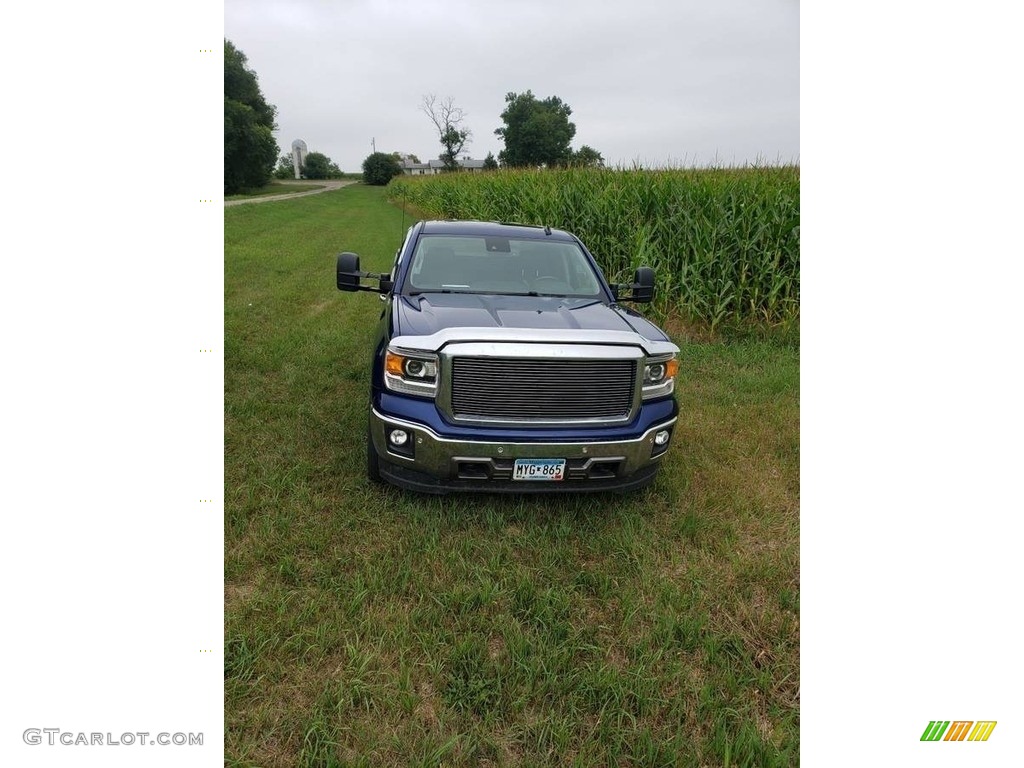 2014 Sierra 1500 SLT Crew Cab 4x4 - Cobalt Blue Metallic / Cocoa/Dune photo #9