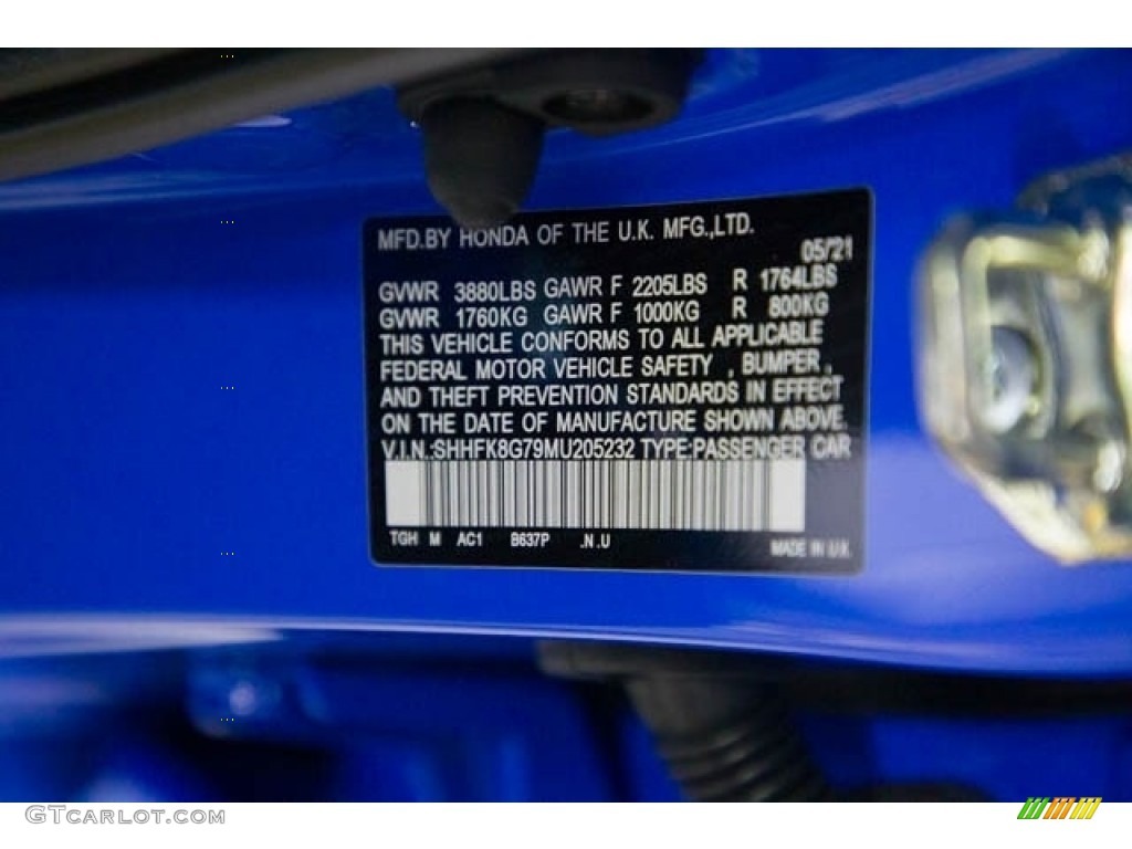 2021 Civic Color Code B637P for Boost Blue Pearl Photo #142790108