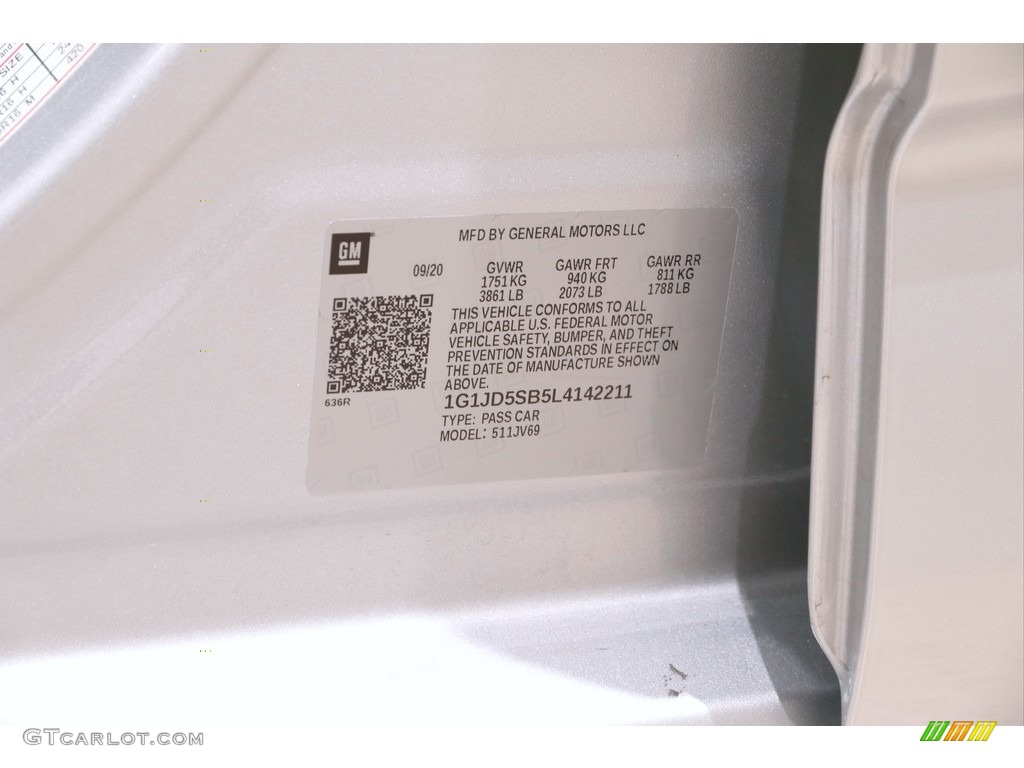 2020 Sonic LT Sedan - Silver Ice Metallic / Jet Black photo #18