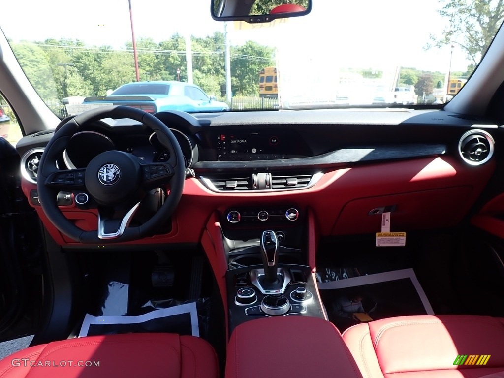 2021 Alfa Romeo Stelvio Sprint AWD Black/Red Dashboard Photo #142799337