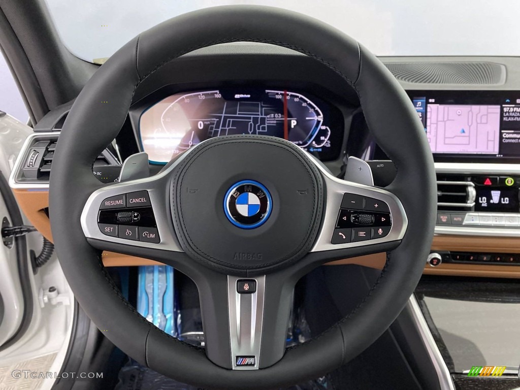 2022 BMW 3 Series 330e Sedan Cognac Steering Wheel Photo #142800147