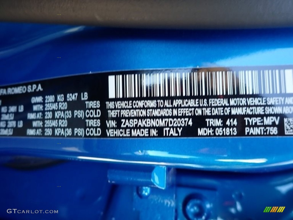 2021 Alfa Romeo Stelvio Ti AWD Color Code Photos