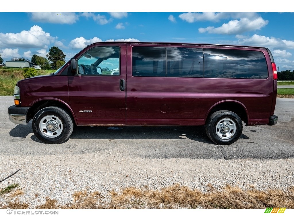Berry Red Metallic 2003 Chevrolet Express 2500 Passenger Van Exterior Photo #142807977