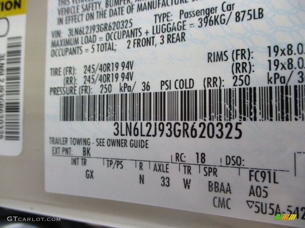 2016 MKZ Color Code BK for Platinum Dune Photo #142815883