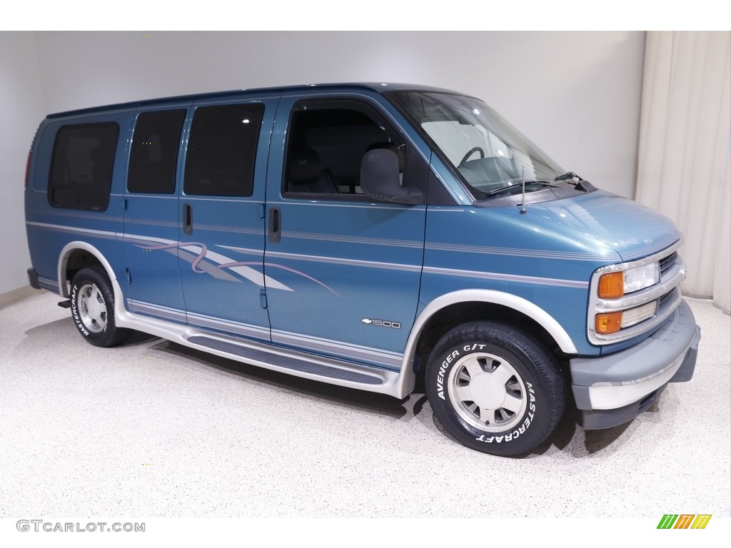 1997 Chevy Van G1500 Passenger Conversion - Light Stellar Blue Metallic / Gray photo #1