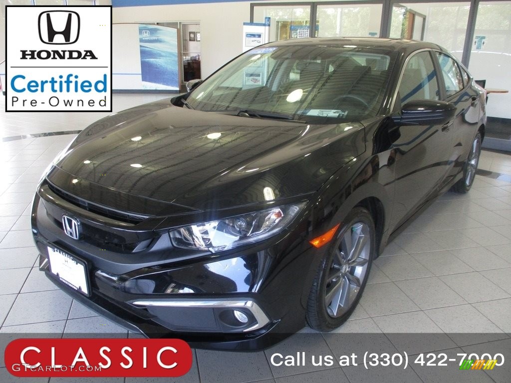 2019 Civic EX Sedan - Crystal Black Pearl / Black photo #1