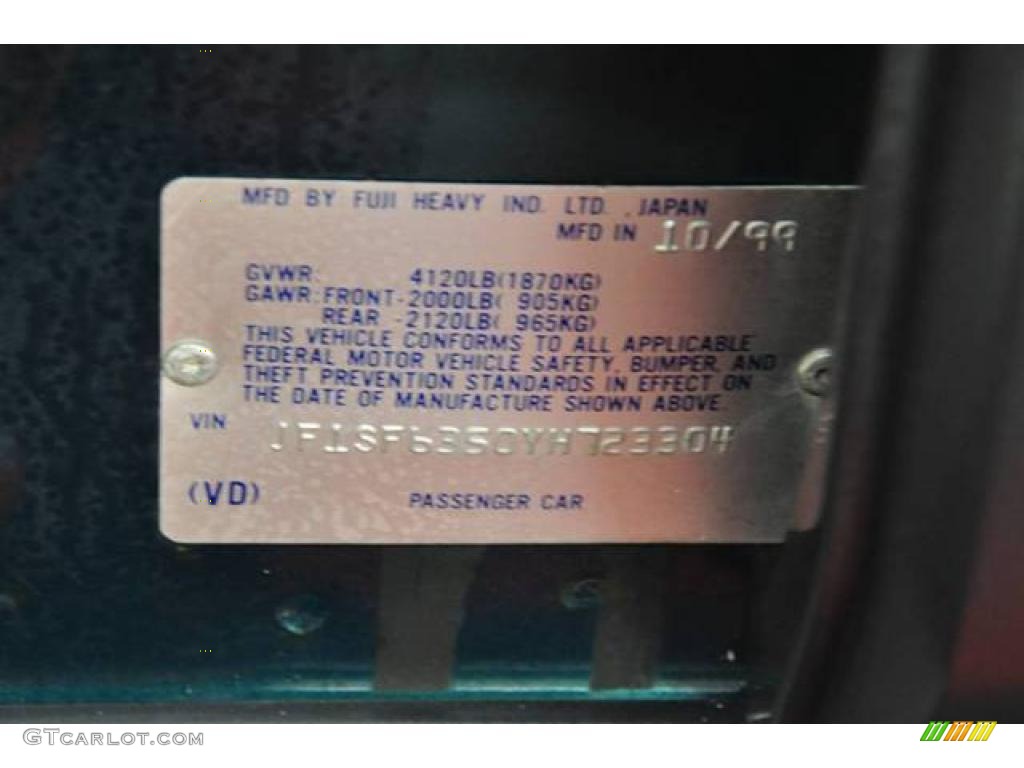 2000 Forester 2.5 L - Arcadia Green / Beige photo #10