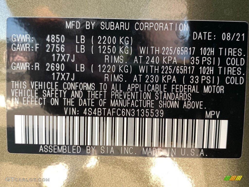 2022 Outback 2.5i Premium - Autumn Green Metallic / Warm Ivory photo #10