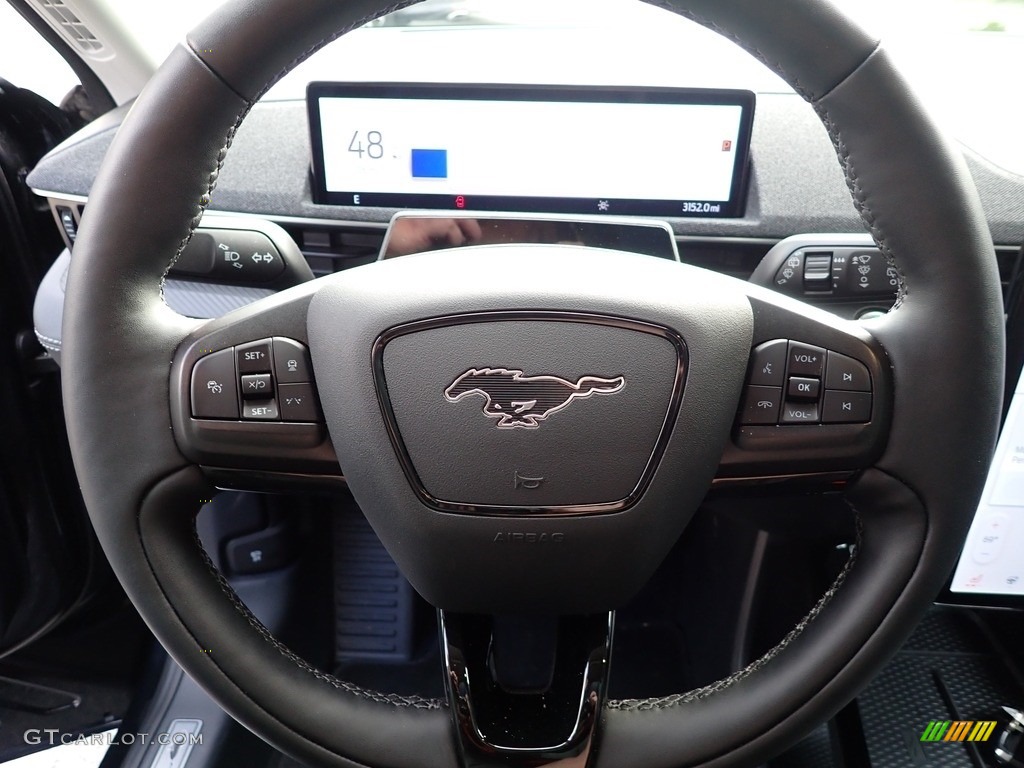2021 Ford Mustang Mach-E Premium eAWD Black Onyx Steering Wheel Photo #142833428