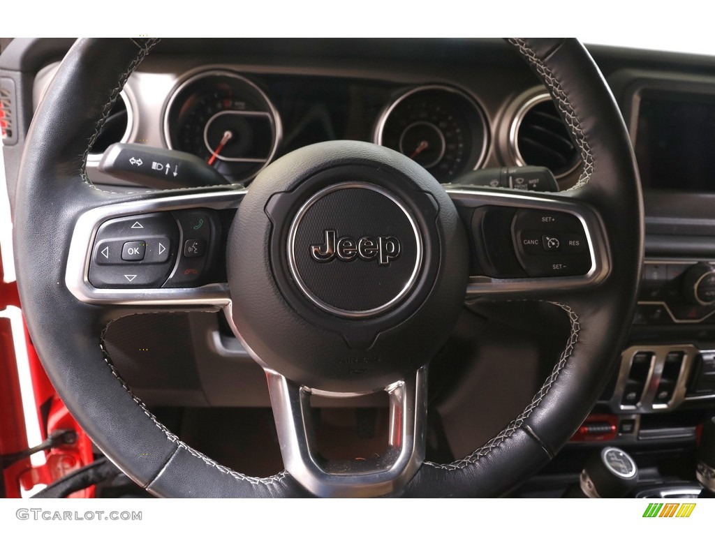 2019 Jeep Wrangler Rubicon 4x4 Black/Heritage Tan Steering Wheel Photo #142837452