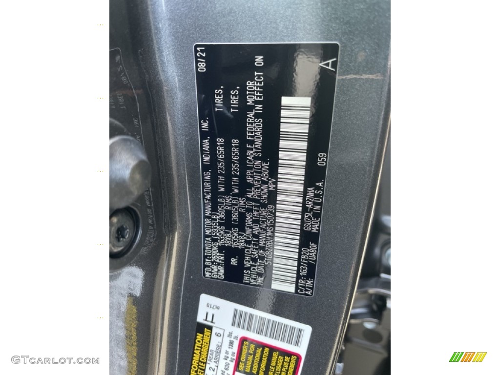 2021 Highlander LE AWD - Magnetic Gray Metallic / Black photo #34