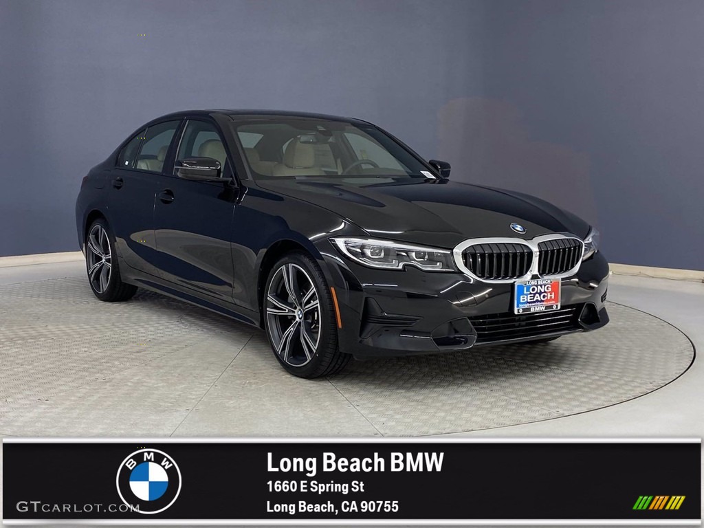 2022 3 Series 330i Sedan - Jet Black / Canberra Beige photo #1