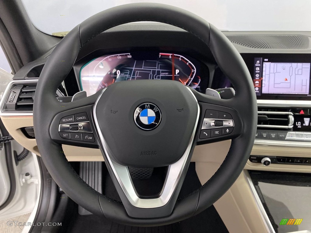 2022 BMW 3 Series 330i Sedan Canberra Beige Steering Wheel Photo #142841394