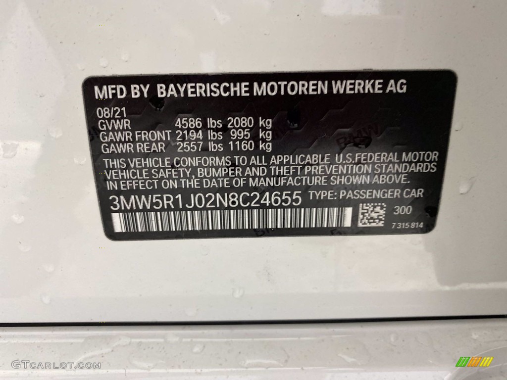 2022 BMW 3 Series 330i Sedan Color Code Photos