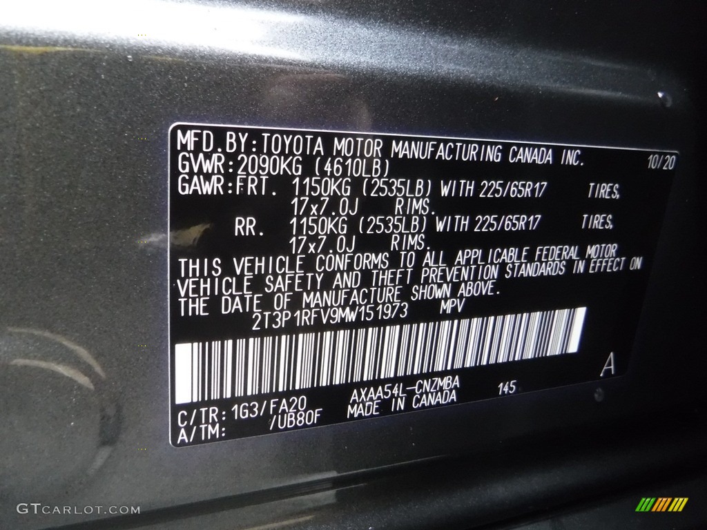 2021 RAV4 XLE AWD - Magnetic Gray Metallic / Black photo #33