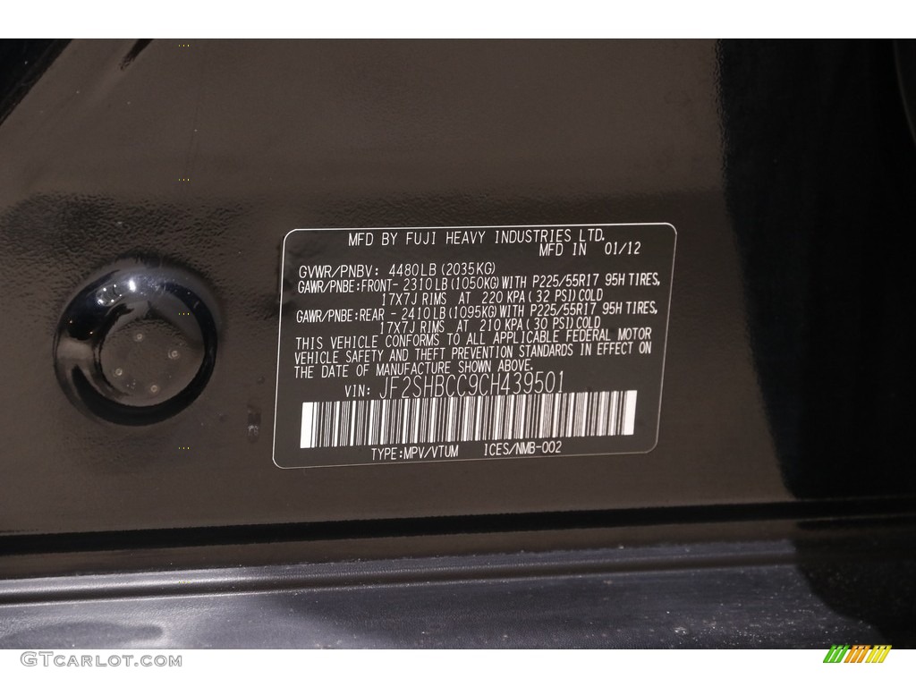 2012 Forester 2.5 X Premium - Obsidian Black Pearl / Black photo #17