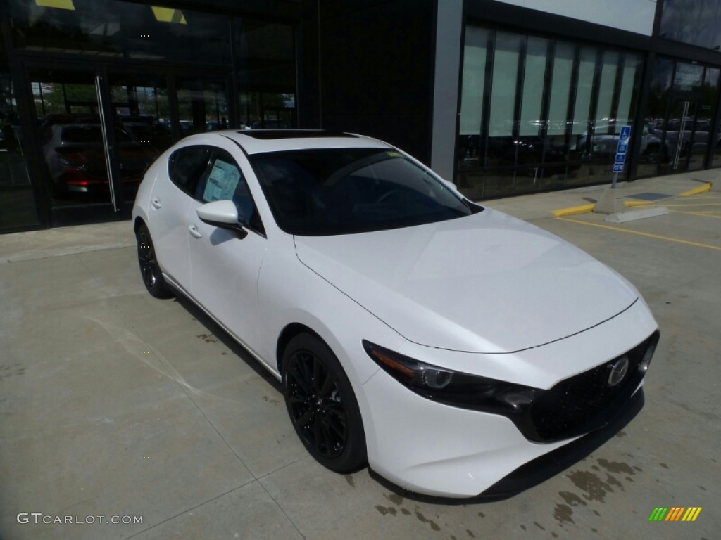 2021 Mazda3 Premium Hatchback AWD - Snowflake White Pearl Mica / Red photo #1