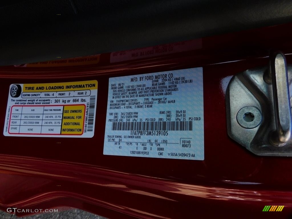 2021 Mustang Color Code D4 for Rapid Red Metallic Photo #142847909