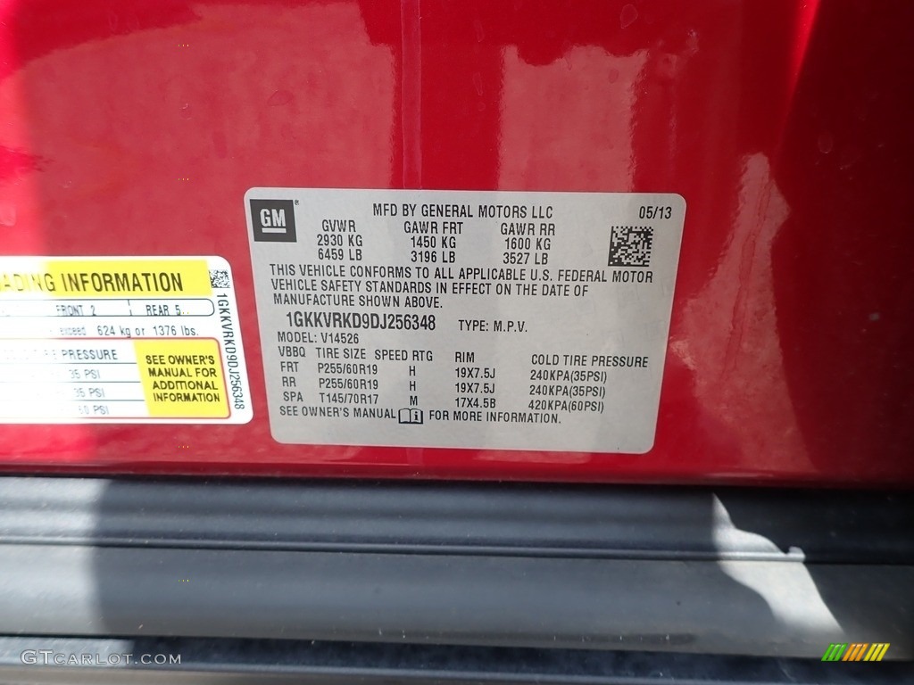 2013 Acadia SLT AWD - Crystal Red Tintcoat / Dark Cashmere photo #14