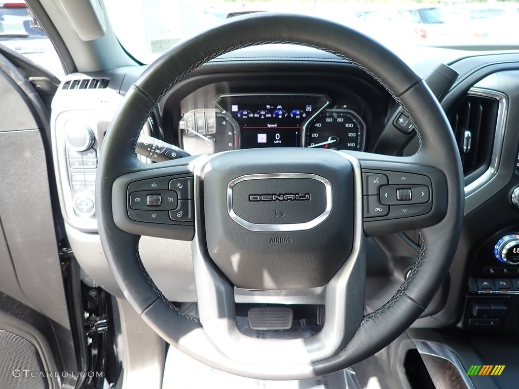 2021 GMC Sierra 1500 Denali Crew Cab 4WD Jet Black Steering Wheel Photo #142850240