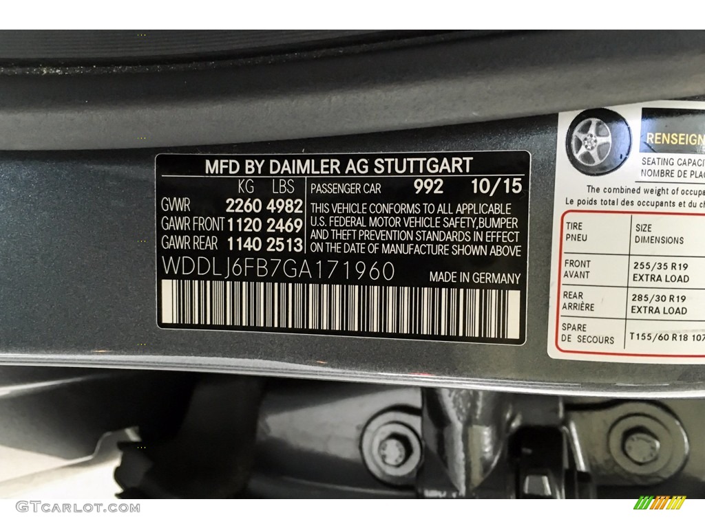 2016 CLS Color Code 992 for Selenite Grey Metallic Photo #142852037