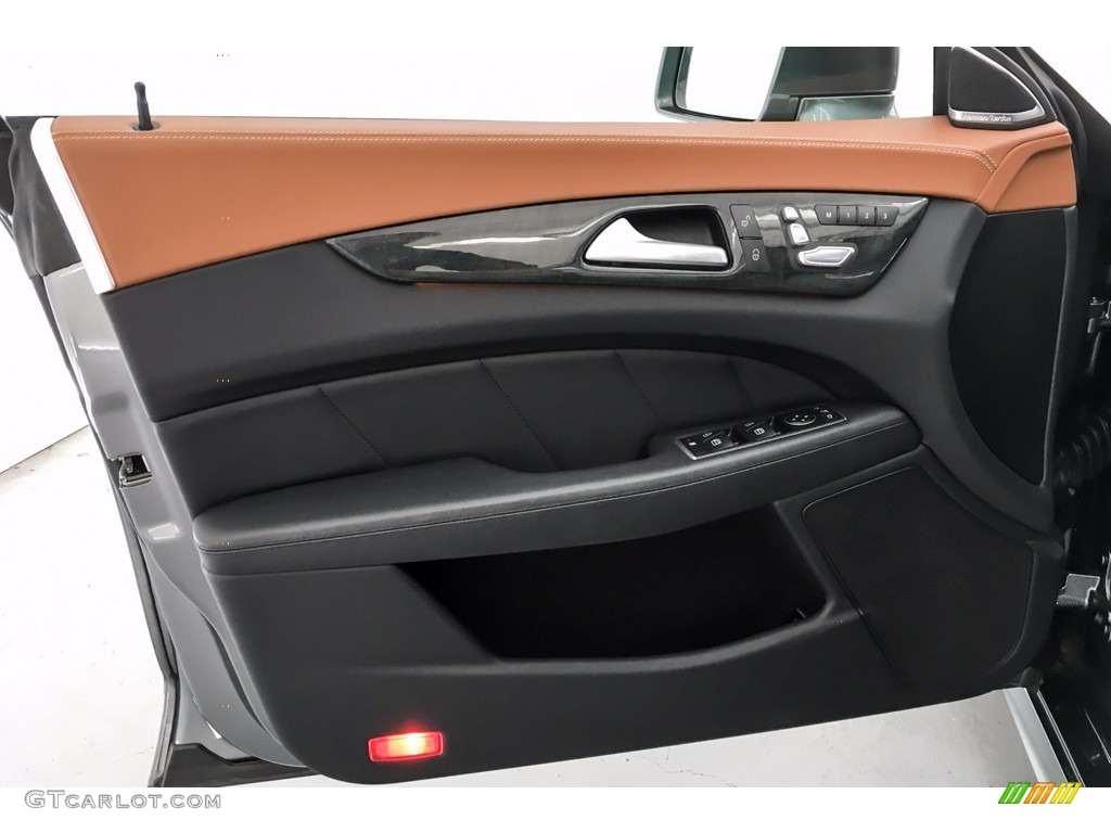 2016 Mercedes-Benz CLS 400 Coupe Saddle Brown/Black Door Panel Photo #142852040