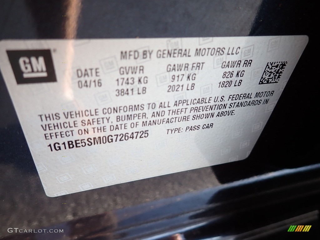 2016 Cruze LT Sedan - Blue Ray Metallic / Jet Black photo #28