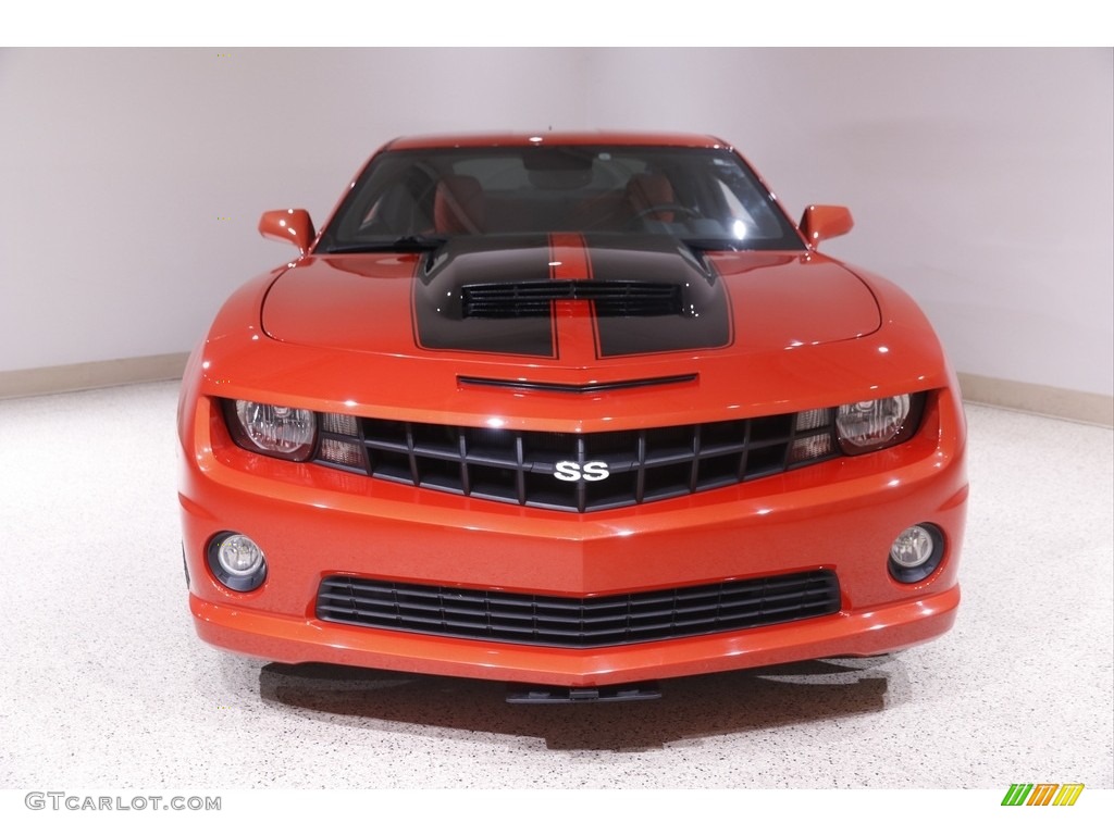 2010 Camaro SS Coupe - Inferno Orange Metallic / Black/Inferno Orange photo #2