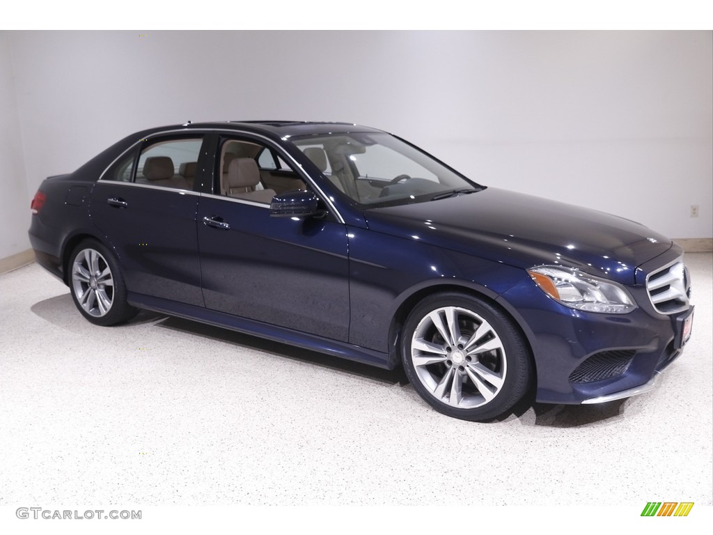 2014 E 350 4Matic Sedan - Lunar Blue Metallic / Silk Beige/Espresso Brown photo #1