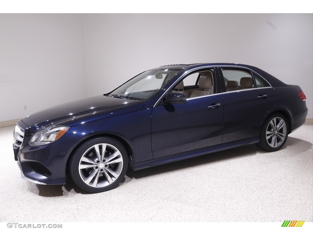 2014 E 350 4Matic Sedan - Lunar Blue Metallic / Silk Beige/Espresso Brown photo #3