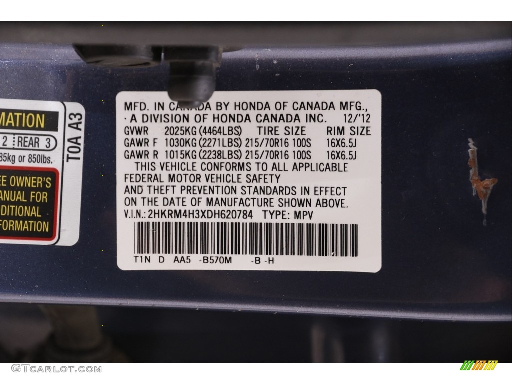 2013 CR-V LX AWD - Twilight Blue Metallic / Gray photo #20