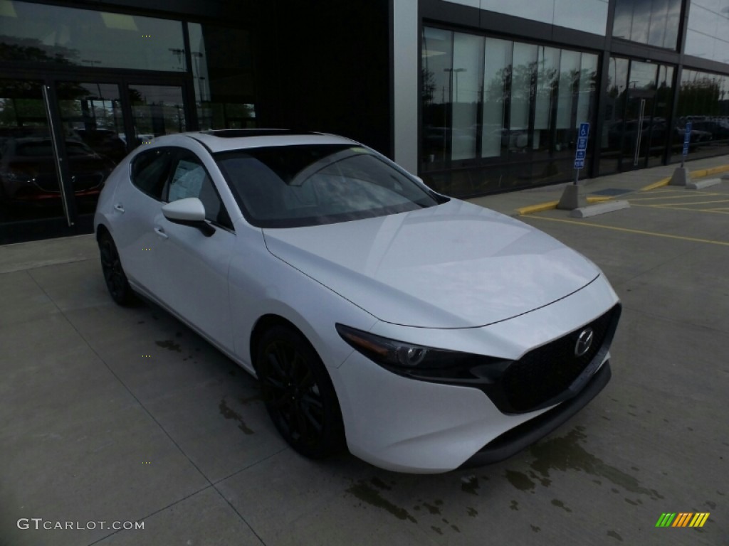 2021 Mazda3 Premium Hatchback - Snowflake White Pearl Mica / Red photo #1