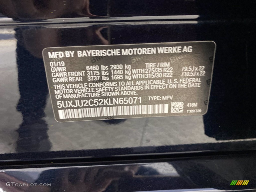 2019 BMW X5 xDrive50i Color Code Photos