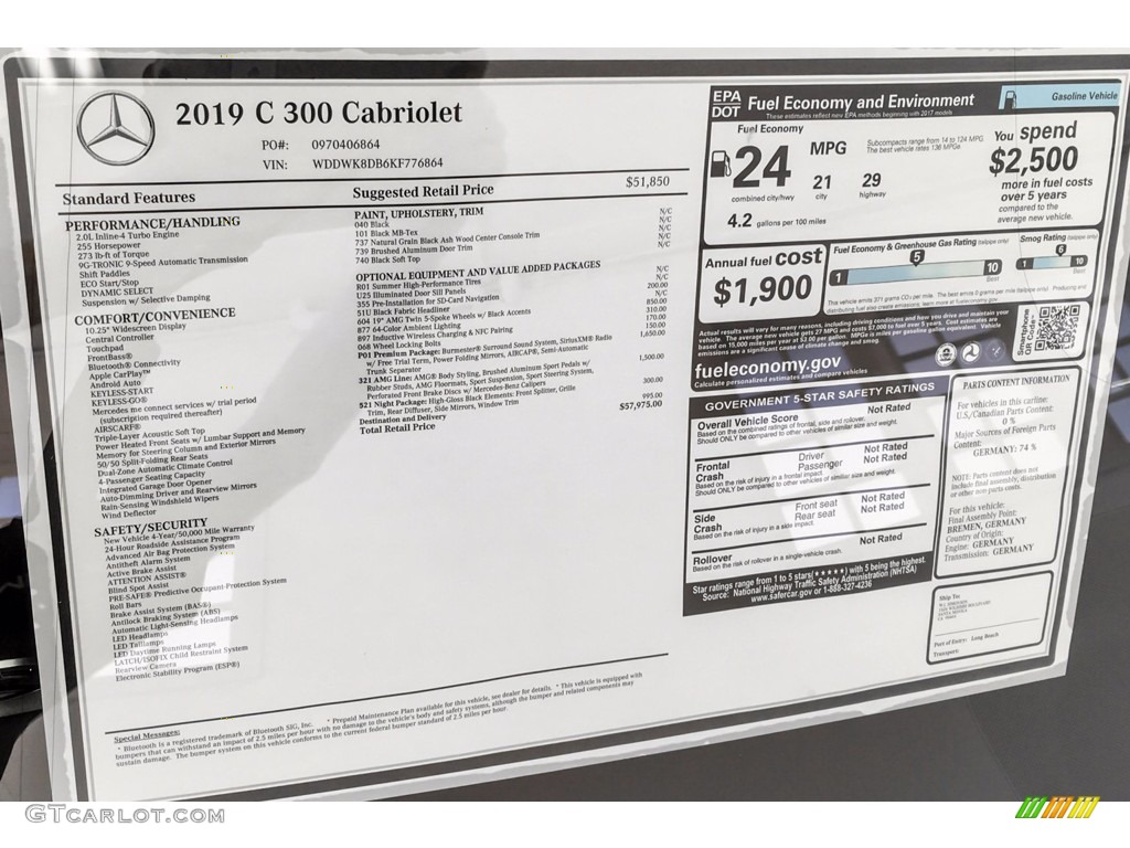2019 C 300 Cabriolet - Black / Black photo #10