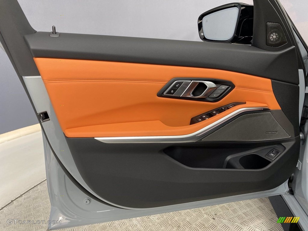2022 BMW M3 Sedan Kyalami Orange/Black Door Panel Photo #142888987