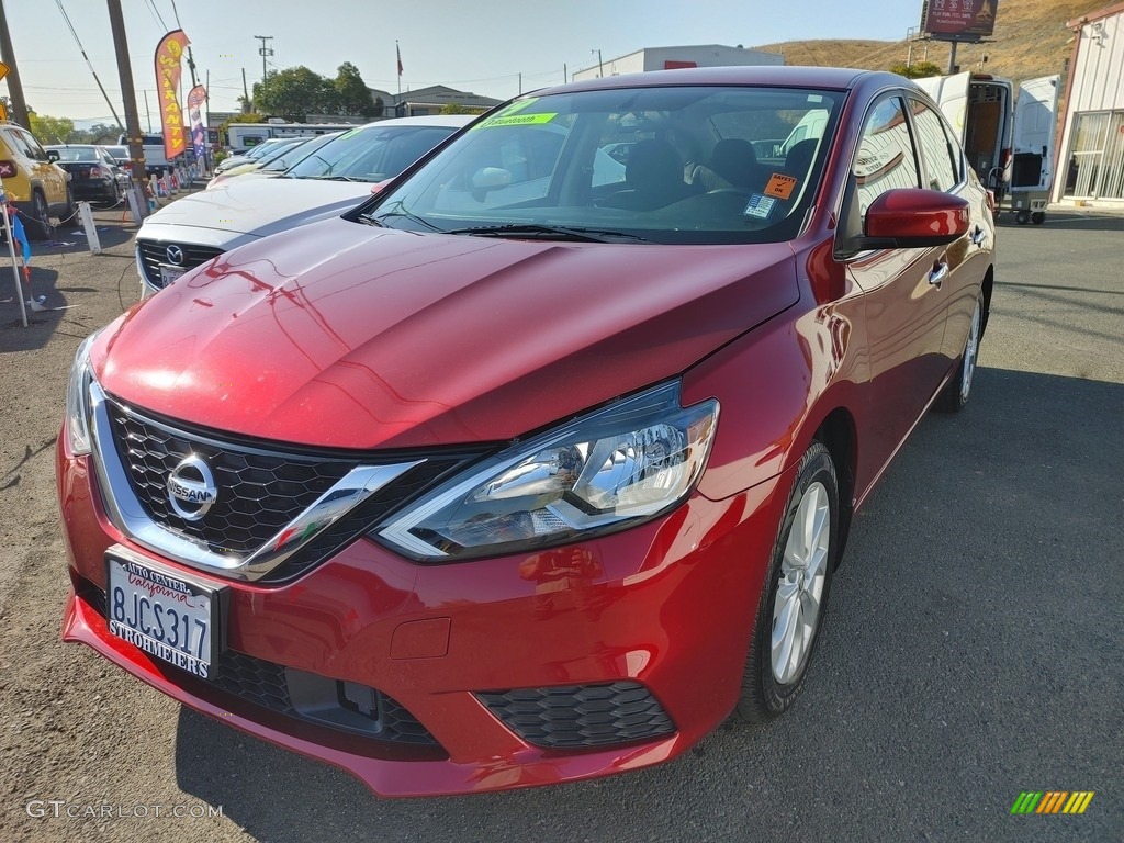 2019 Sentra SV - Red Alert / Charcoal photo #3