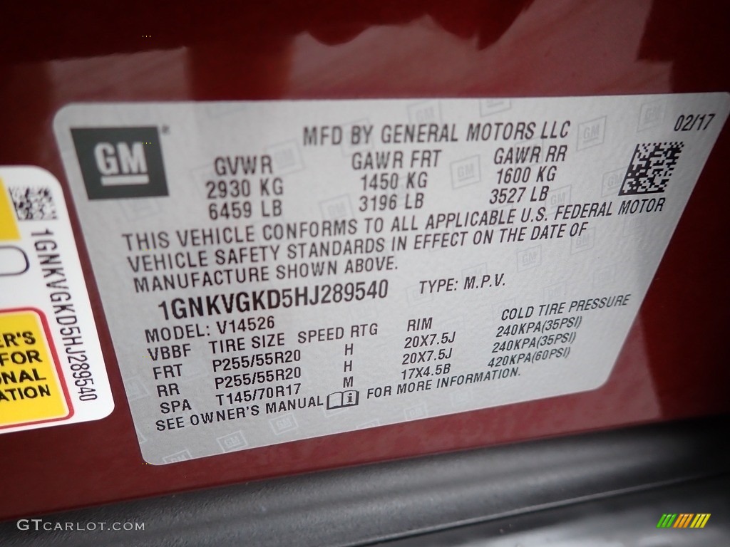 2017 Traverse LT AWD - Siren Red Tintcoat / Ebony photo #28