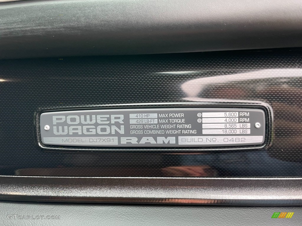 2021 Ram 2500 Power Wagon Crew Cab 4x4 75th Anniversary Edition Info Tag Photo #142897975
