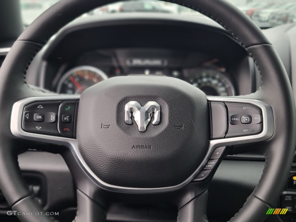 2021 Ram 1500 Big Horn Quad Cab 4x4 Black Steering Wheel Photo #142898323