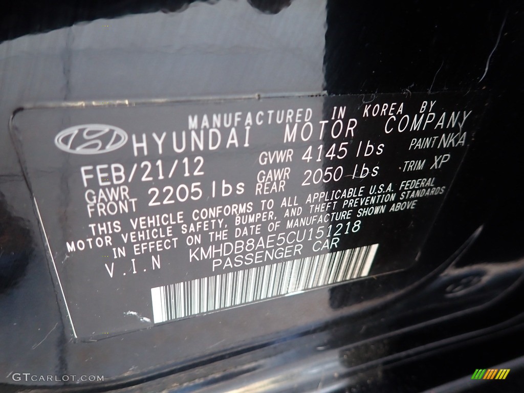 2012 Elantra GLS Touring - Black Noir Pearl / Black photo #28