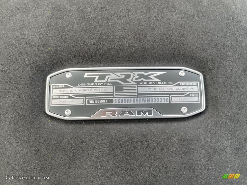 2021 Ram 1500 TRX Crew Cab 4x4 Info Tag Photo #142908975