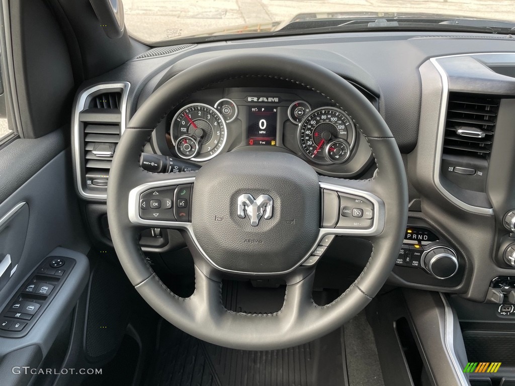 2021 Ram 1500 Big Horn Quad Cab 4x4 Diesel Gray/Black Steering Wheel Photo #142910970