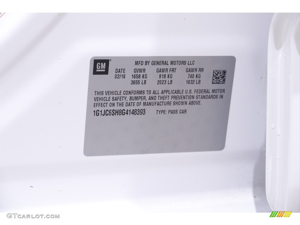 2016 Sonic LT Hatchback - Summit White / Jet Black/Dark Titanium photo #18