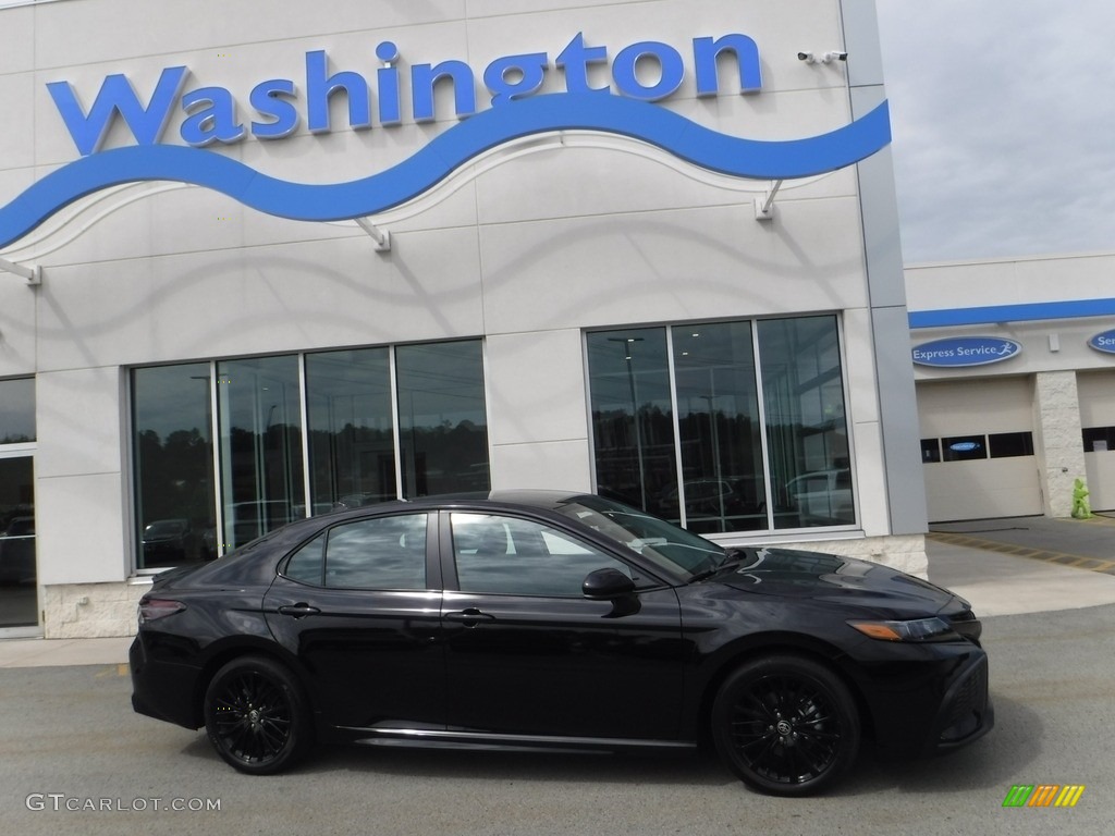 2021 Camry SE Nightshade AWD - Midnight Black Metallic / Black photo #2