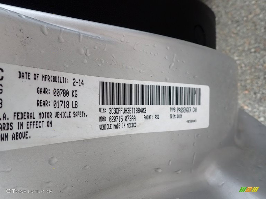 2014 500c Color Code PS2 for Argento (Silver) Photo #142921153