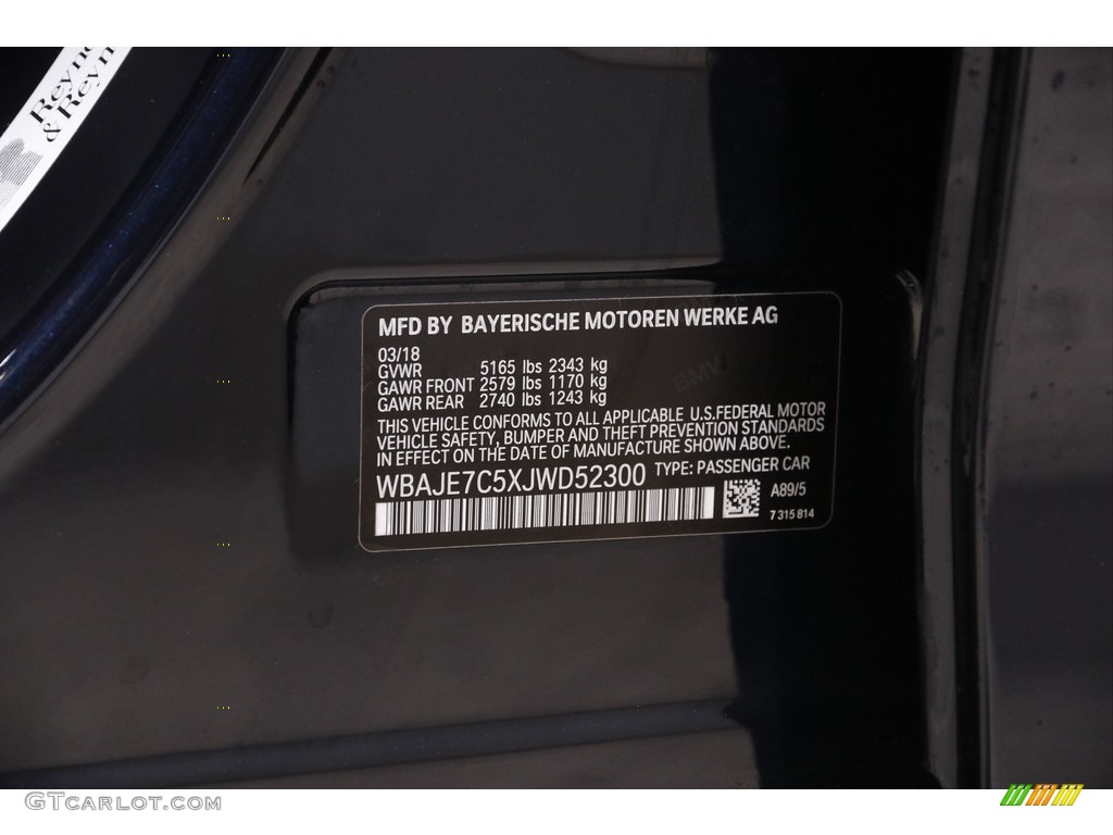 2018 5 Series 540i xDrive Sedan - Imperial Blue Metallic / Black photo #24