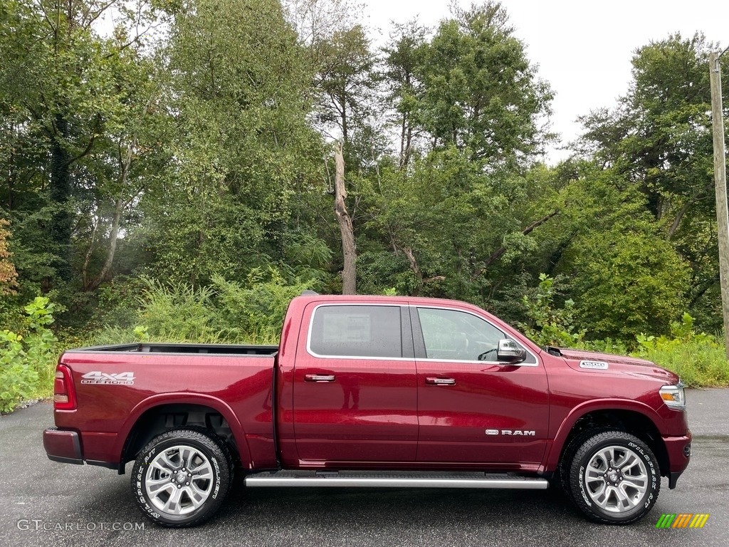 Delmonico Red Pearl 2021 Ram 1500 Long Horn Crew Cab 4x4 Exterior Photo #142922171